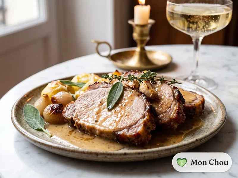 Milk-braised pork roast with herbs