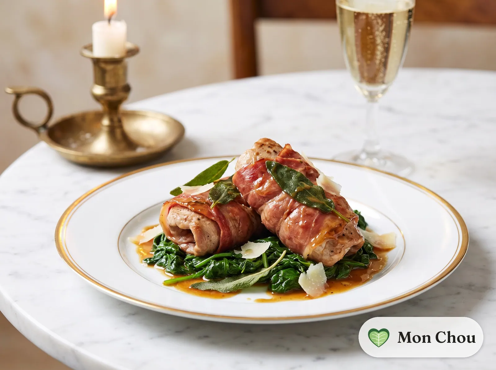 Saltimbocca de veau à la sauge et épinards