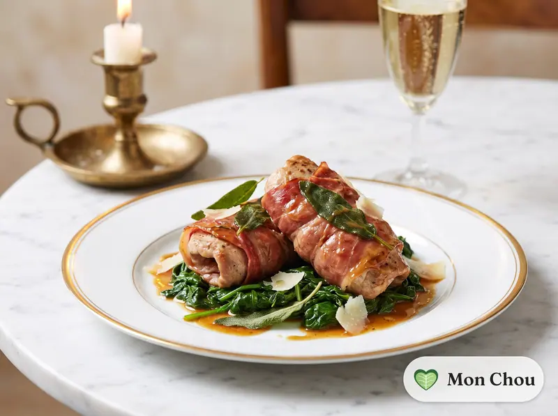Saltimbocca de veau à la sauge et épinards