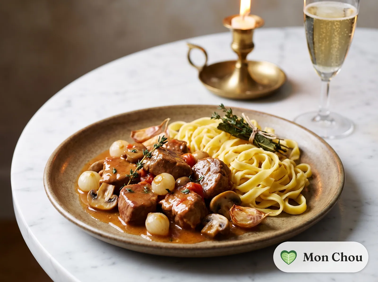 Veau marengo et pâtes fraîches