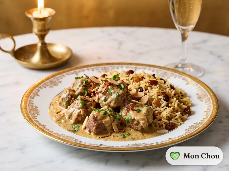 Agneau korma et riz pilaf aux épices