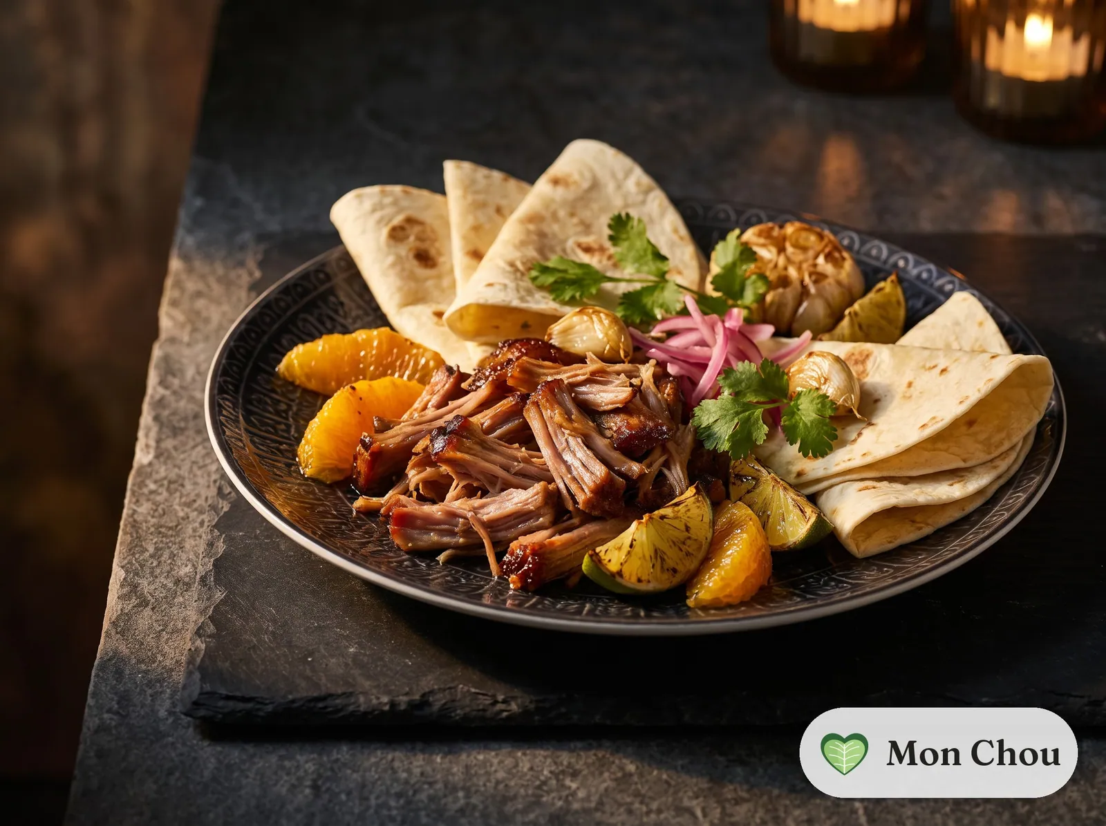 Pork carnitas with tortillas