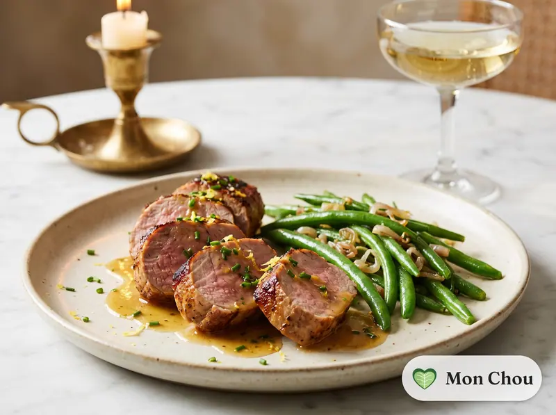 Zitronen-Schweinefilet mit knackigen grünen Bohnen