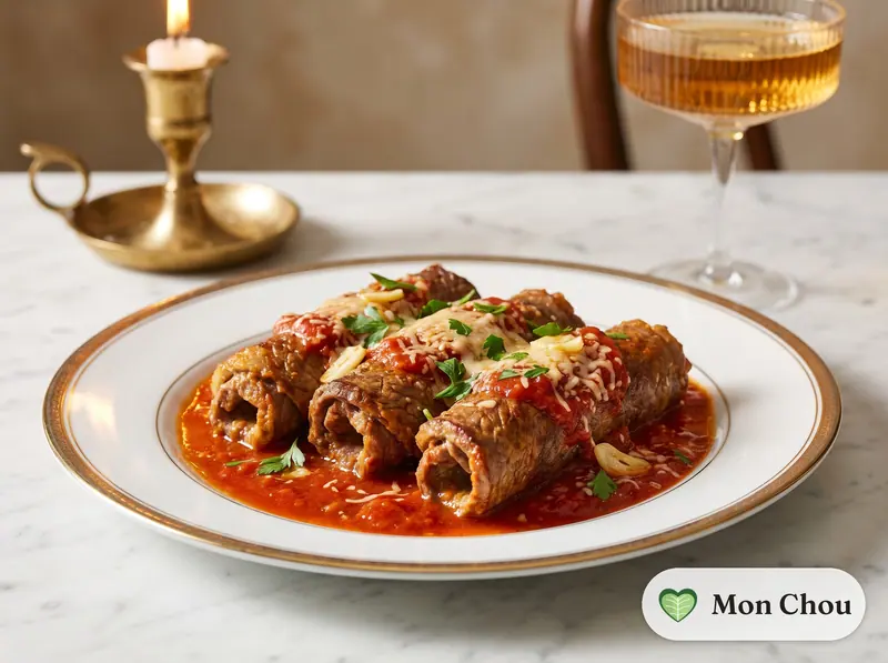 Involtini de bœuf farcis au parmesan et sauce tomate