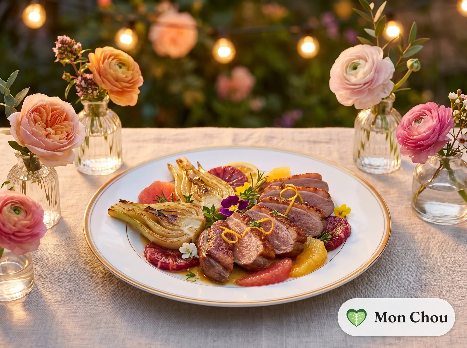 Entenbrust mit Zitrusfrüchten und geröstetem Fenchel