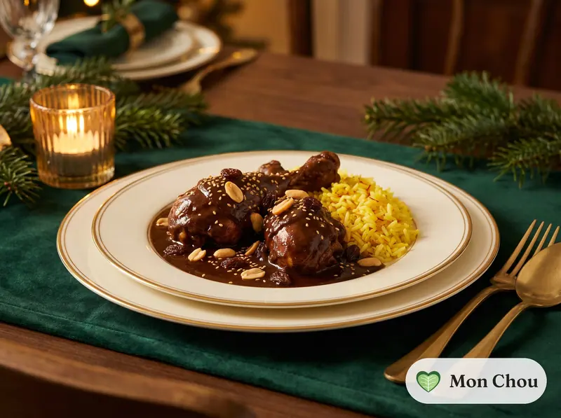 Poulet mole et riz parfumé