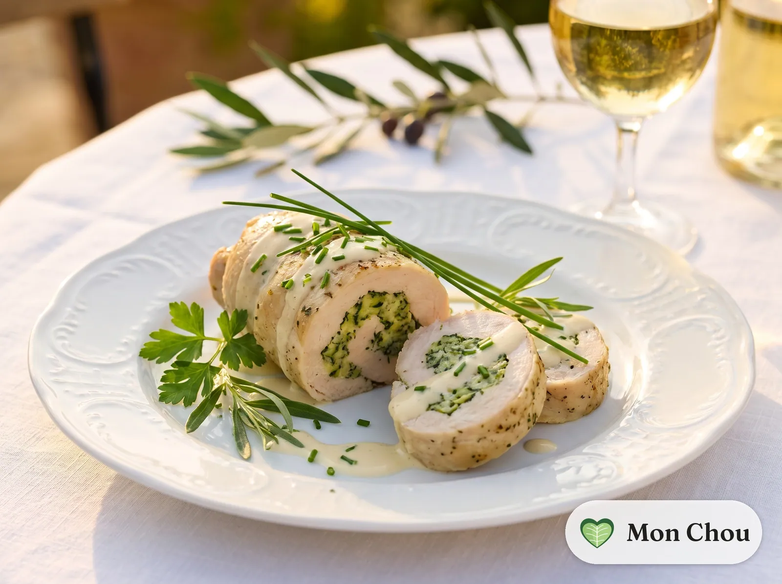 Herb and zucchini chicken ballotine