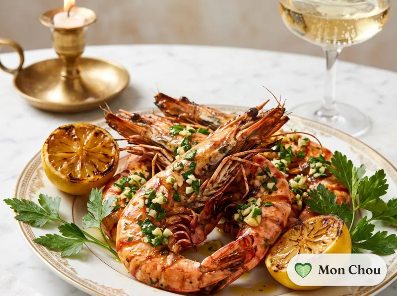 Gambas à la plancha et ail persillé
