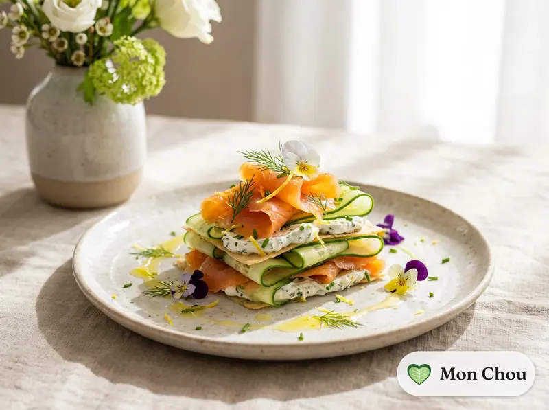 Mille-feuille de saumon et concombre