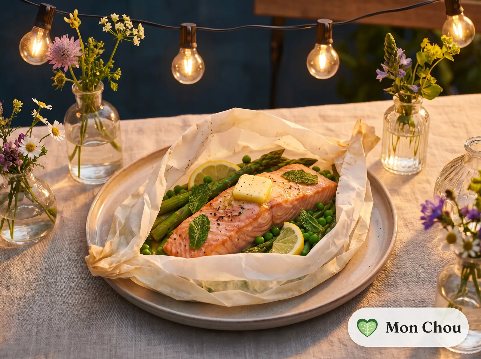 Lachs-Papillote mit Frühlingsgemüse