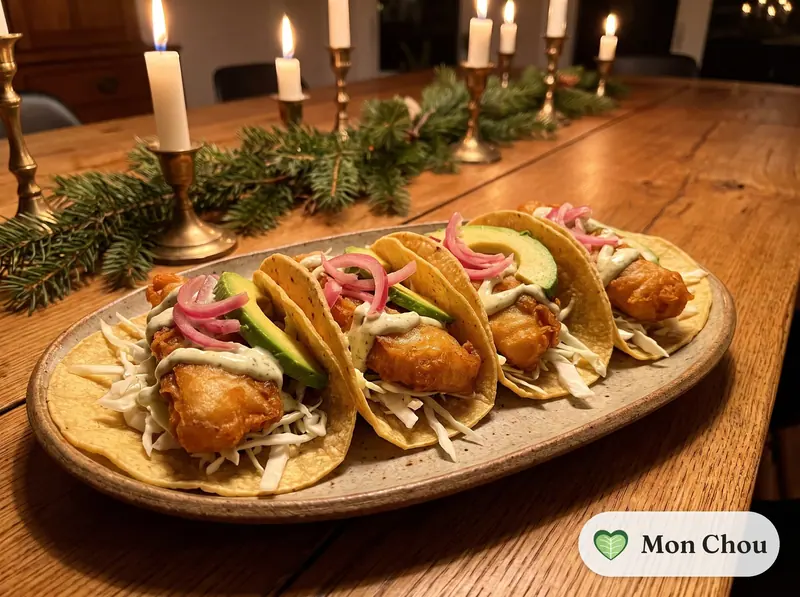 Tacos de poisson et sauce lime