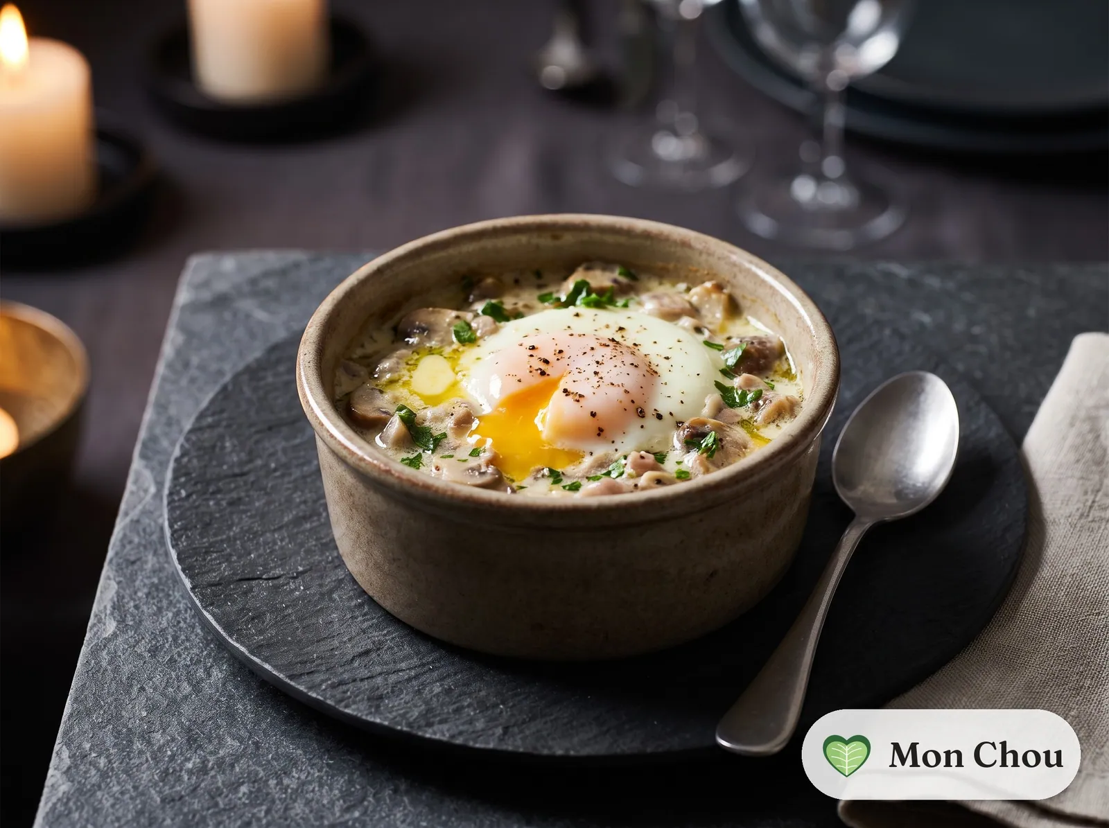 Œufs cocotte aux champignons