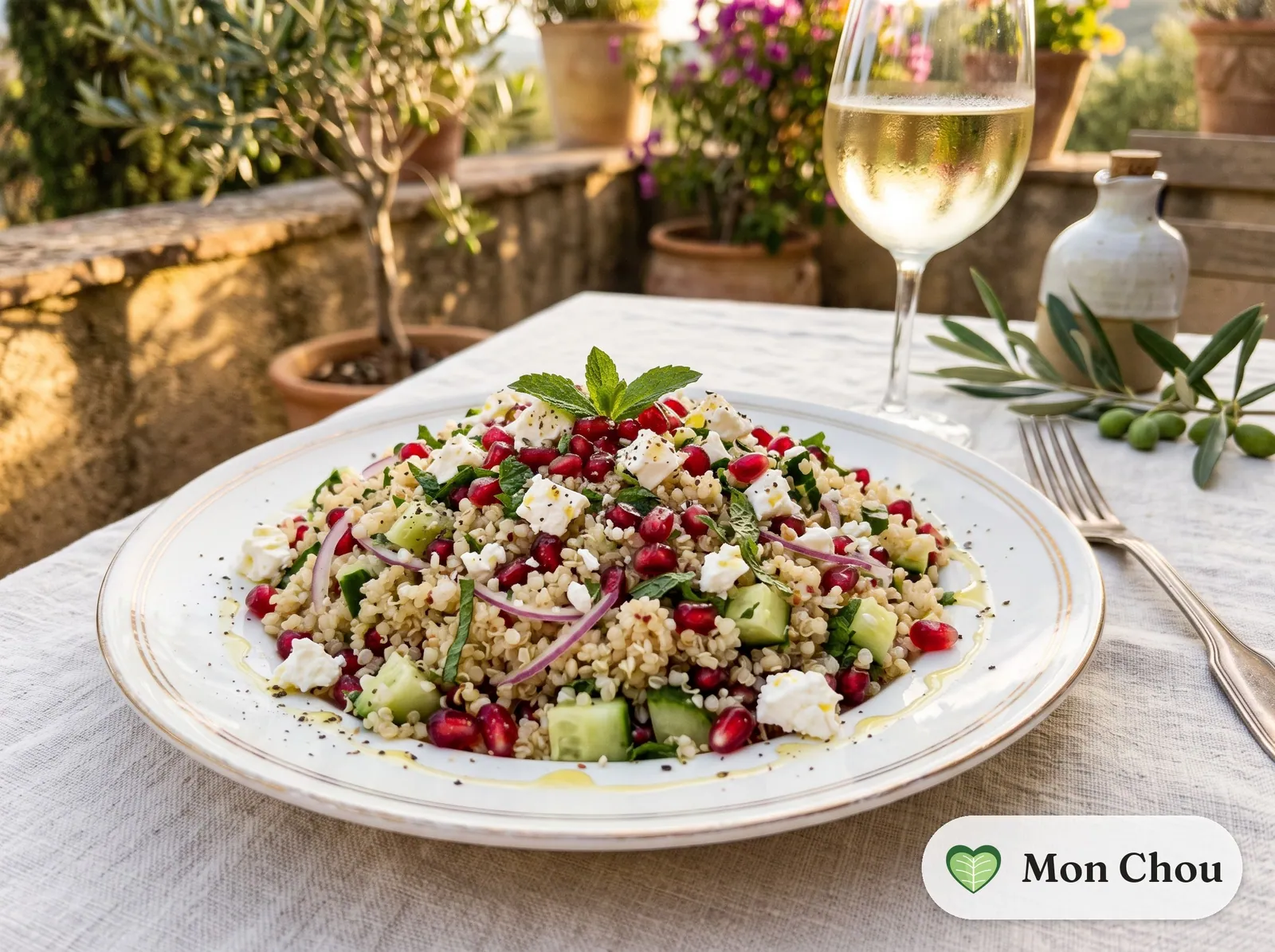 Salade de quinoa, grenade et feta