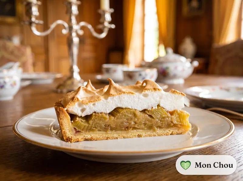 Meringue rhubarb tart