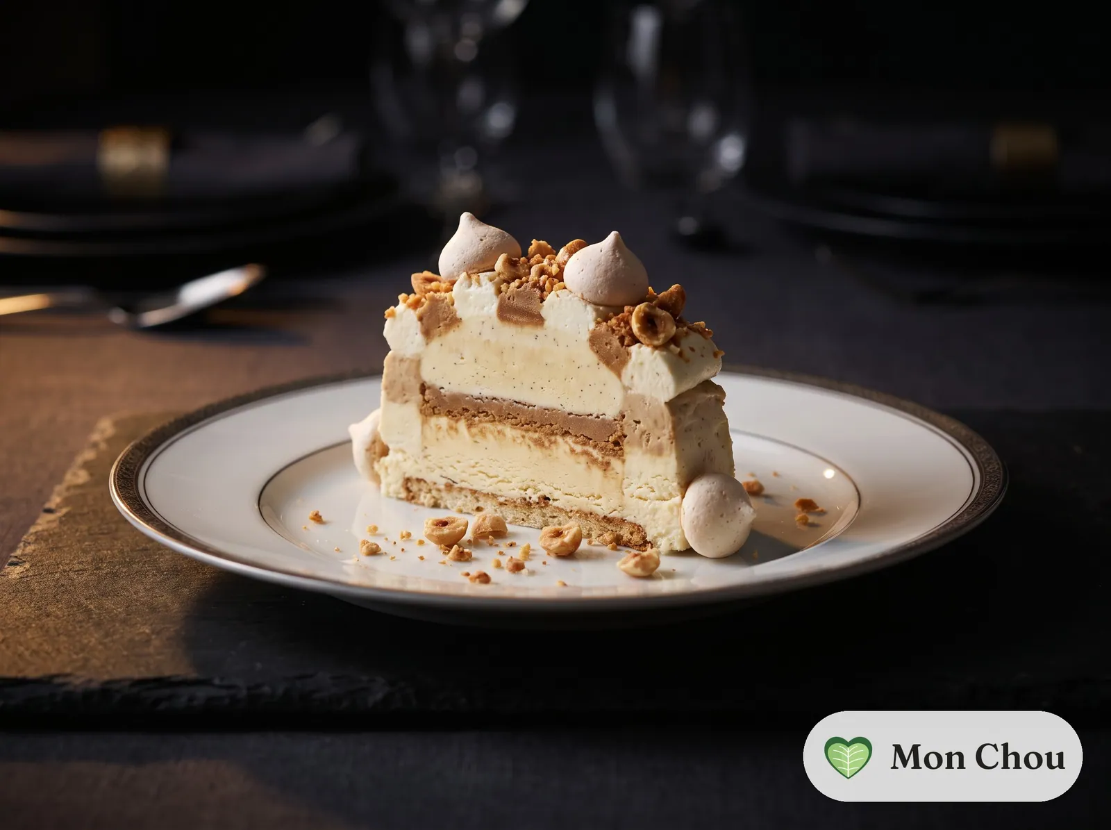 Eis-Baumkuchen mit Praliné und Vanille
