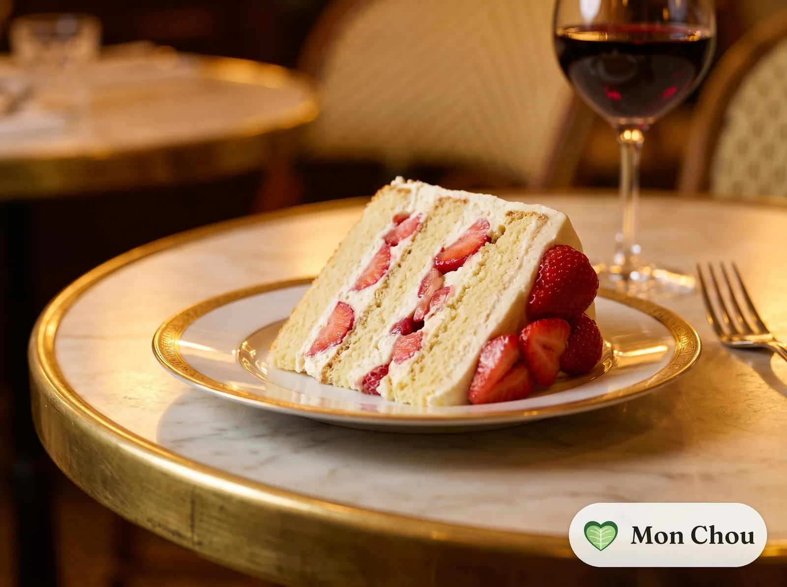 Vanilla and strawberry layer cake