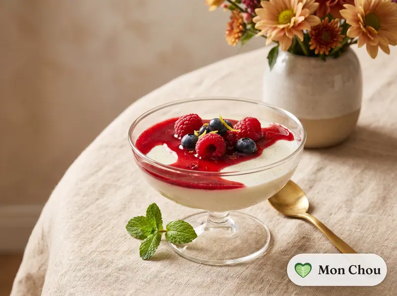 Panna cotta coulis de fruits rouges