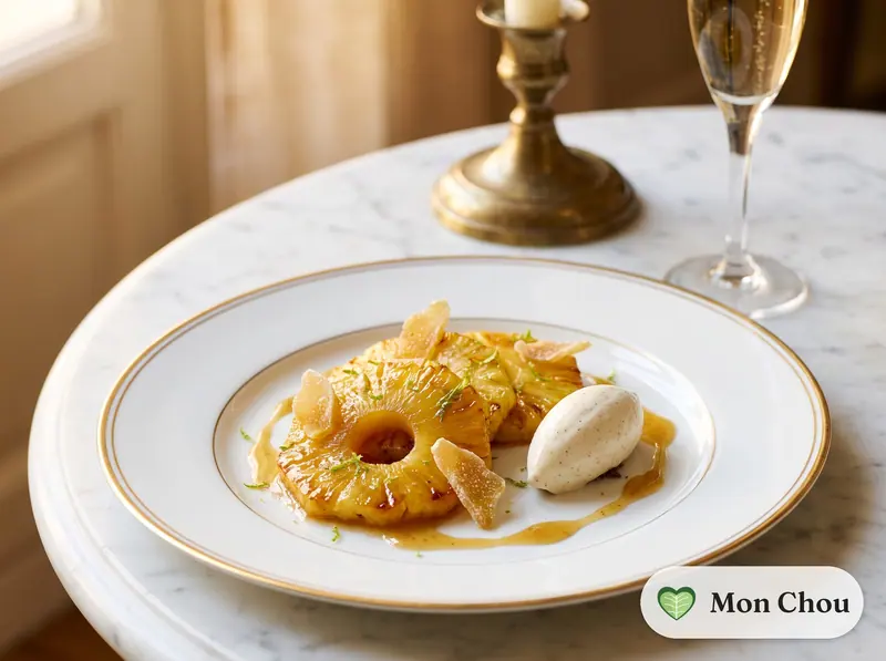 Ananas rôti au gingembre
