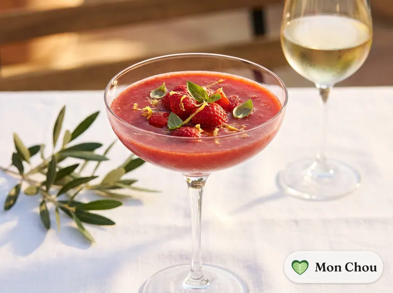 Soupe de fraises au basilic