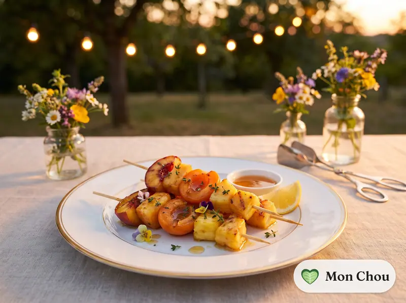 Brochettes de fruits grillés au miel