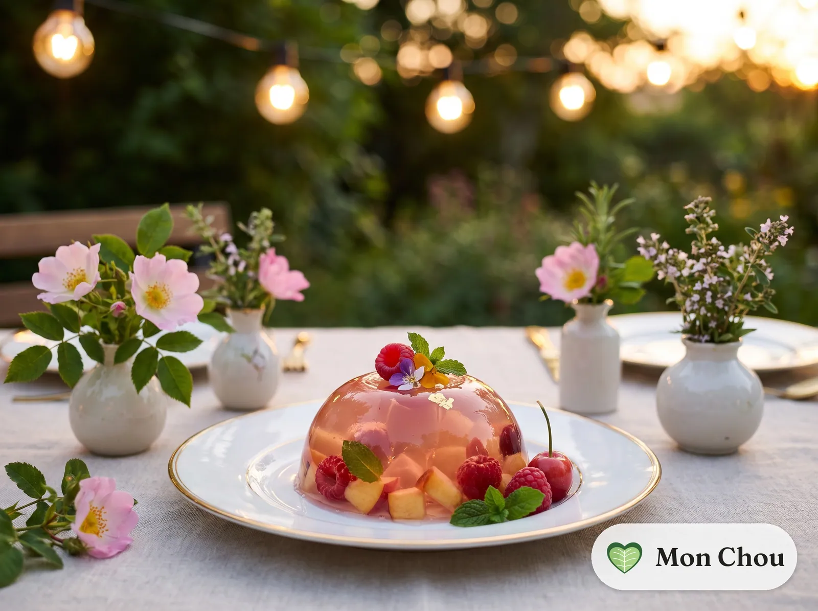 Roséwein Gelee mit Sommerfrüchten